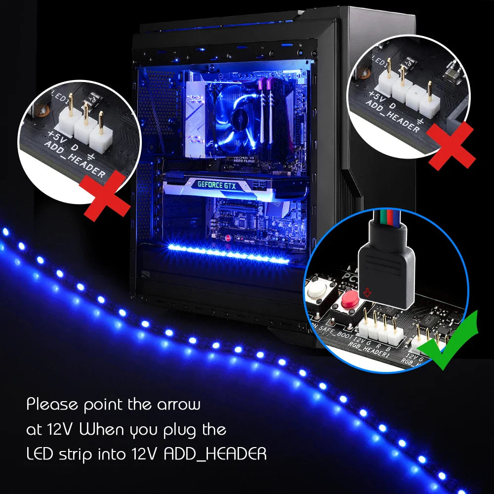 RGB Gaming LED Strip Light 1 to 2/3 Splitter Kit | For 12V Aura Sync Motherboard