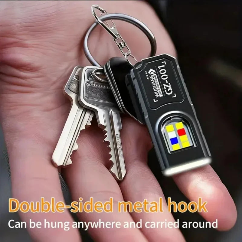 USB Rechargeable Magnetic Keychain Flashlight | 5 Light Modes Hands Free Headlamp