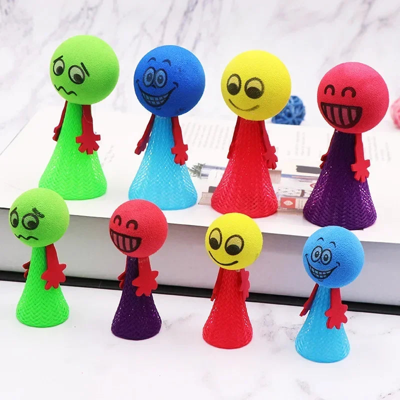 5 Pcs Educational Jumping Doll Bounce Ball Toys | Fun Push & Down Expression Game for Kids
