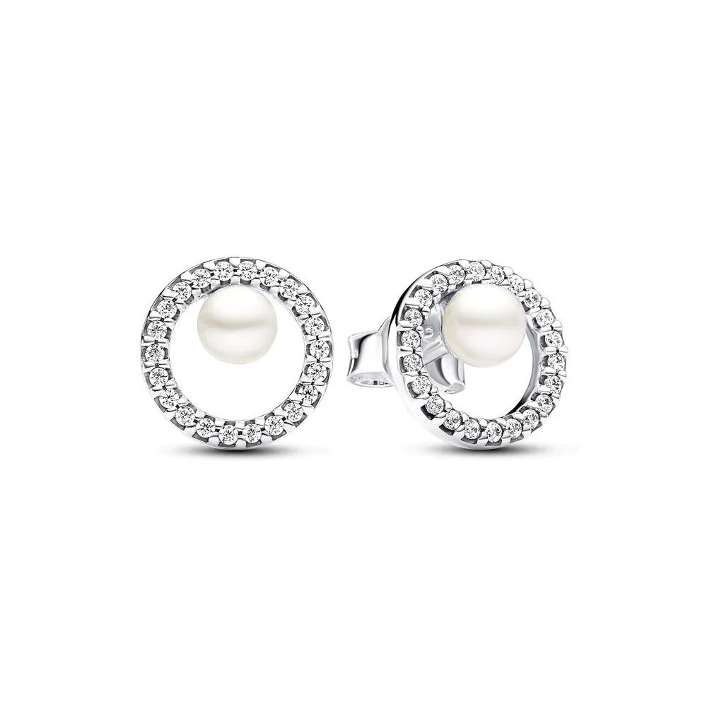 925 Silver Double Hoop Five-pointed Star Stud Earrings | Fine Jewelry Gift for Women