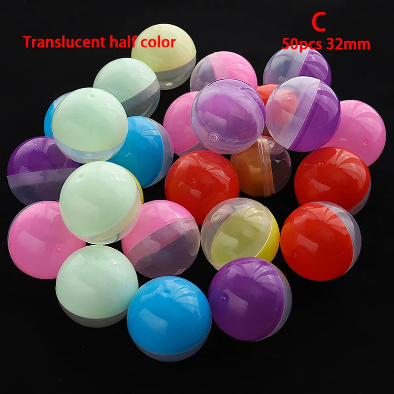 50pc Mini Clear Plastic Capsules | Gashapon Surprise Balls for Vending Machines & DIY Crafts