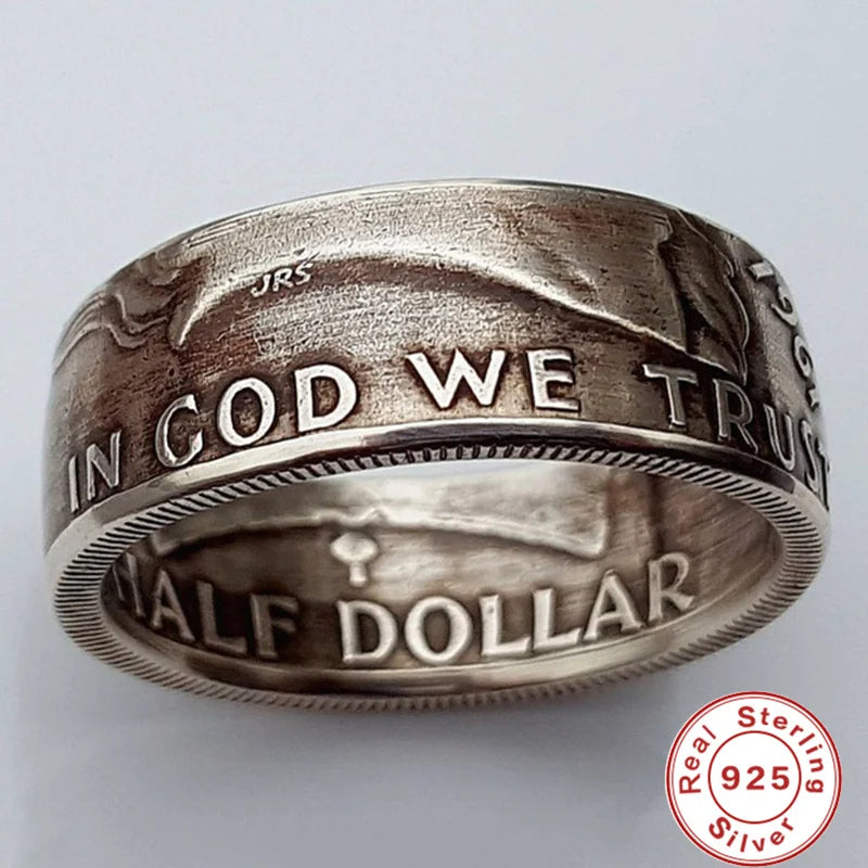 S925 Sterling Silver Vintage Embossed Ring | Men's Wedding Band