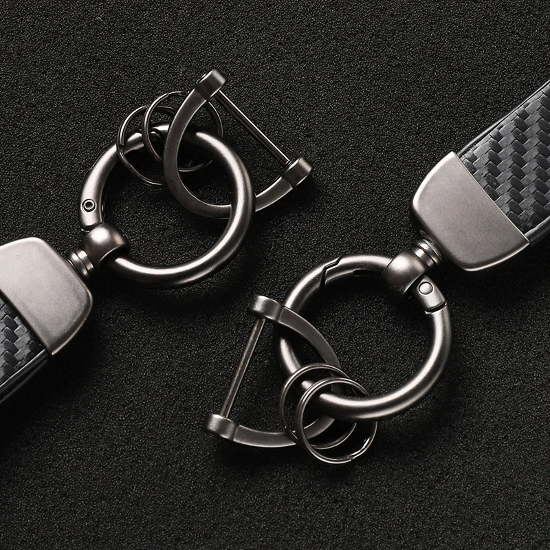 Fashion Carbon Fiber Car Keychain | Microfiber Leather Key Ring for FIAT Models