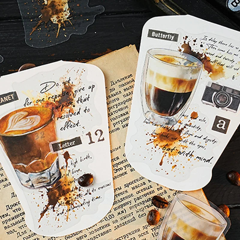 Mr Paper 90 Pieces Coffee Freedom Series PET Waterproof Sticker Pack | Creative Scrapbooking and DIY Craft Supplies