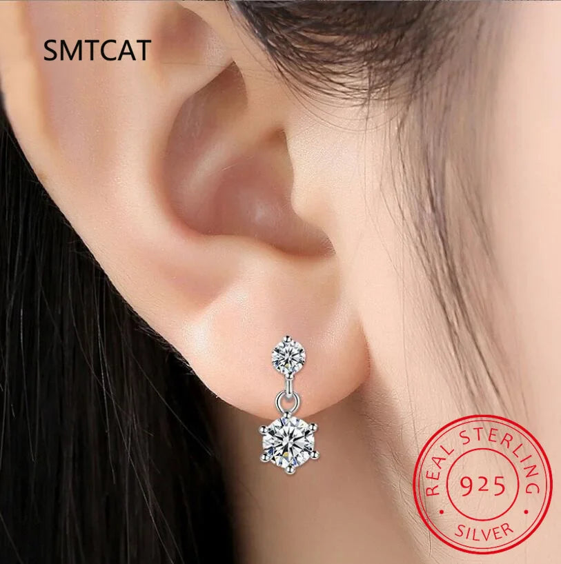 VVS1 Moissanite Stud Earrings for Women | 925 Sterling Silver Round Cut