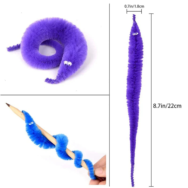 15-Piece Fuzzy Worm Magic Caterpillar Toy Set | Funny Prank Gifts for Kids