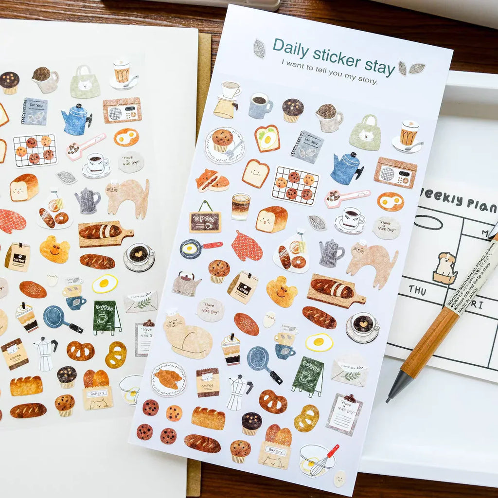 Coffee House Sticker Pack | 50pcs Korean Style Journal Decor