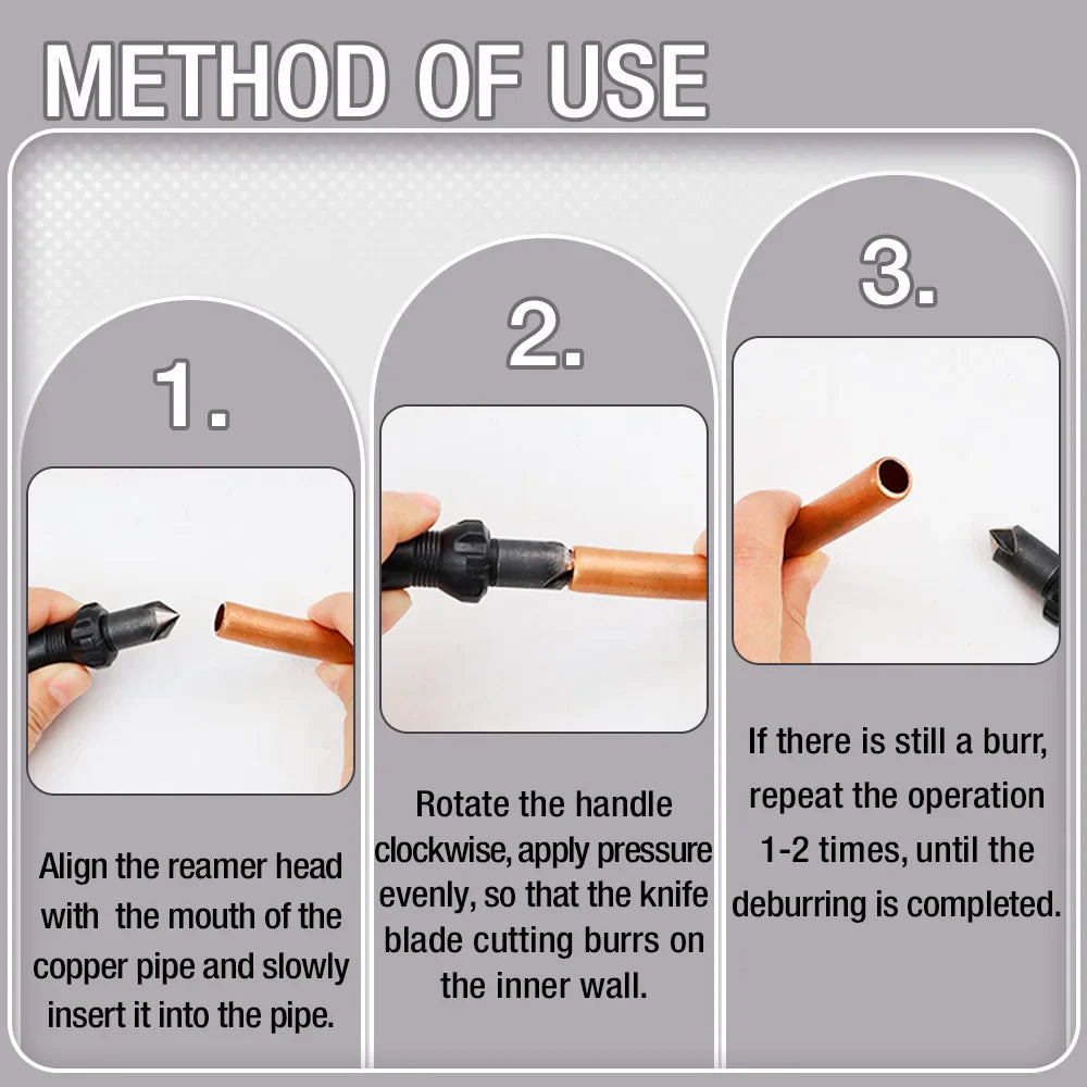 Short Length Hand Reamer and Countersink Set | Deburring and Trimming Tool for Carpentry and Plumbing