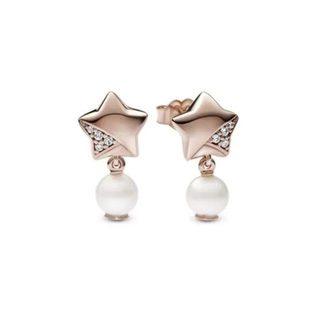 925 Silver Double Hoop Snowflake Ginkgo Stud Earrings | DIY Jewelry Gift for Women
