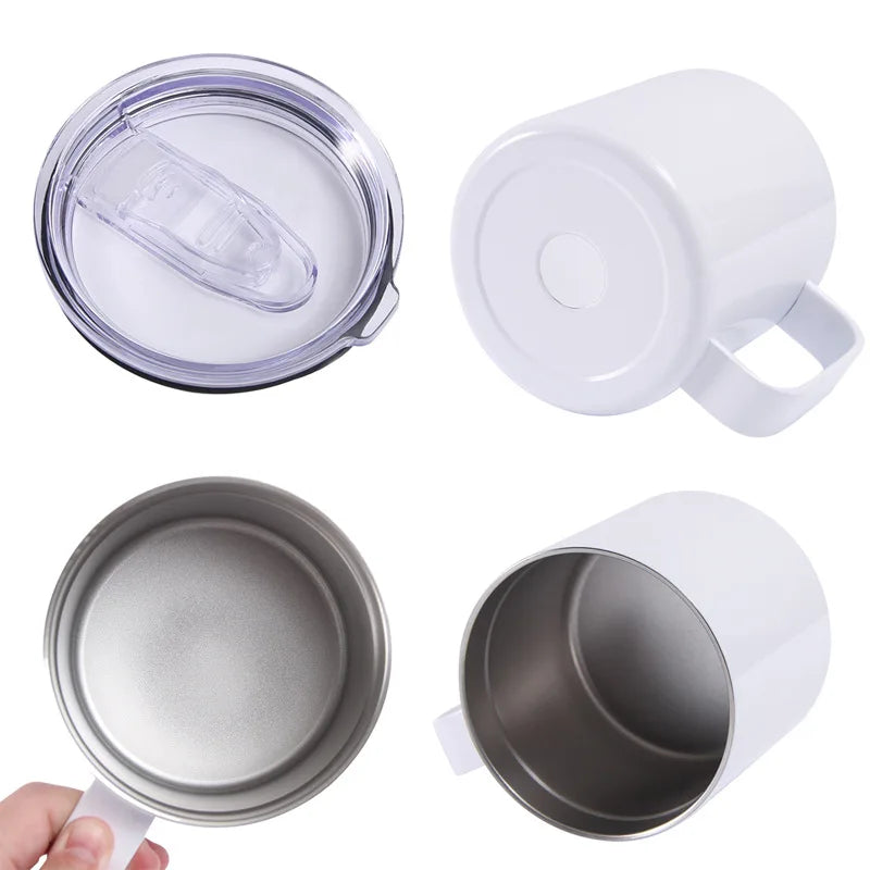 Double Wall Stainless Steel Coffee Mug | Insulated Thermos Vacuum Cup with Handle