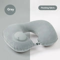 Portable Inflatable U-Shaped Neck Pillow for Travel | Press-Inflatable Neck Support with Built-In Storage