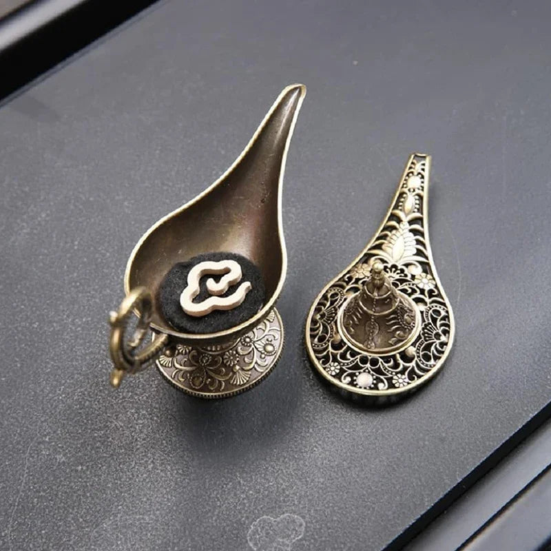 Antique Style Metal Incense Burner | Aladdin Lamp Candle Holder for Home Decor