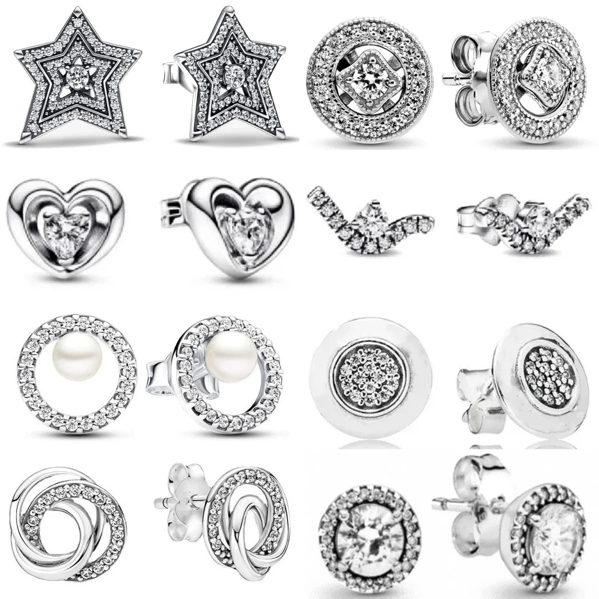 925 Silver Double Hoop Five-pointed Star Stud Earrings | Fine Jewelry Gift for Women