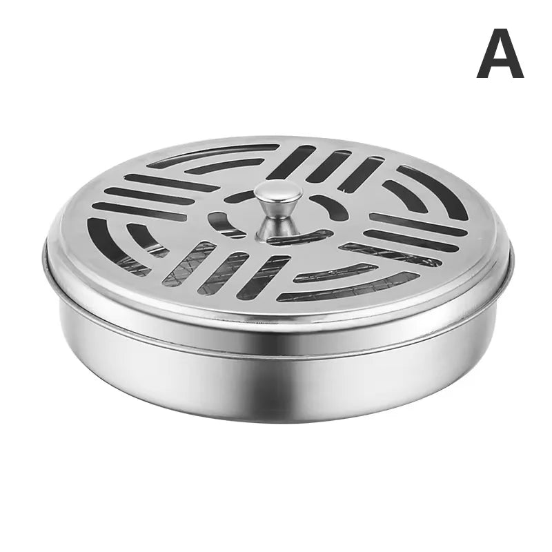 Stainless Steel Mosquito Coil Holder with Lid | Fireproof and Portable