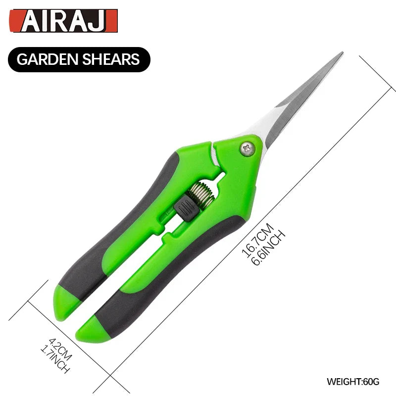 AIRAJ Garden Scissors | Non-Slip, Labor-Saving Pruning Shears for Branches, Flowers, and Vegetables