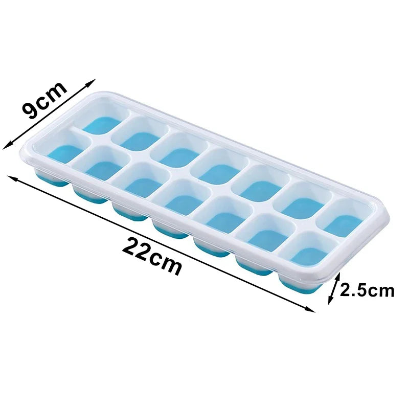 14 Grid Square Ice Cube Tray with Lid | Silicone Mold for Easy Release