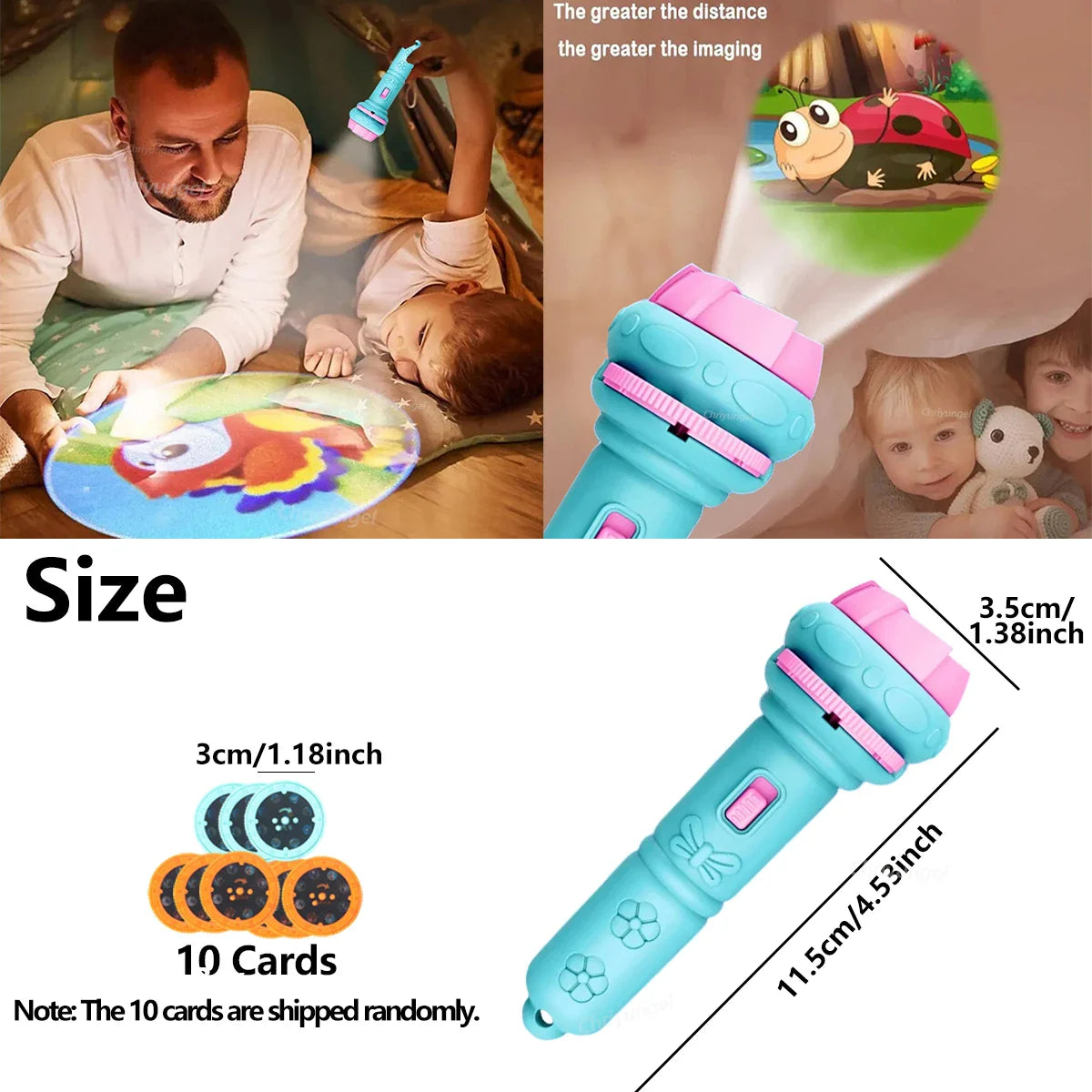 Cartoon Projection Flashlight | 80 Patterns Creative Children Toy Projector