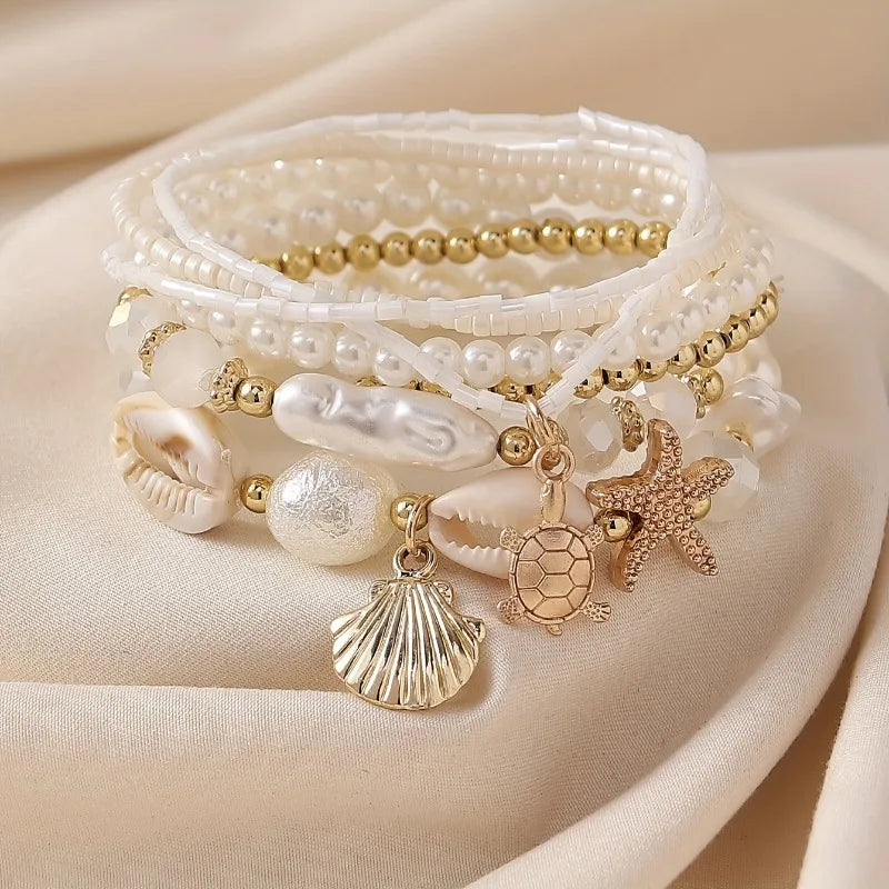 Bohemia Crystal Tassel Multicolor Beads Bracelet | Handmade Elastic Charm Wrap for Women