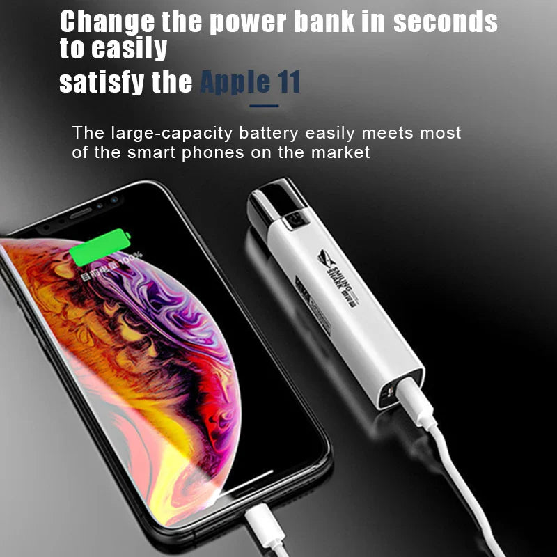 USB Rechargeable Mini LED Flashlight 2 in 1 Power Bank | 450 Lumen Super Bright Torch