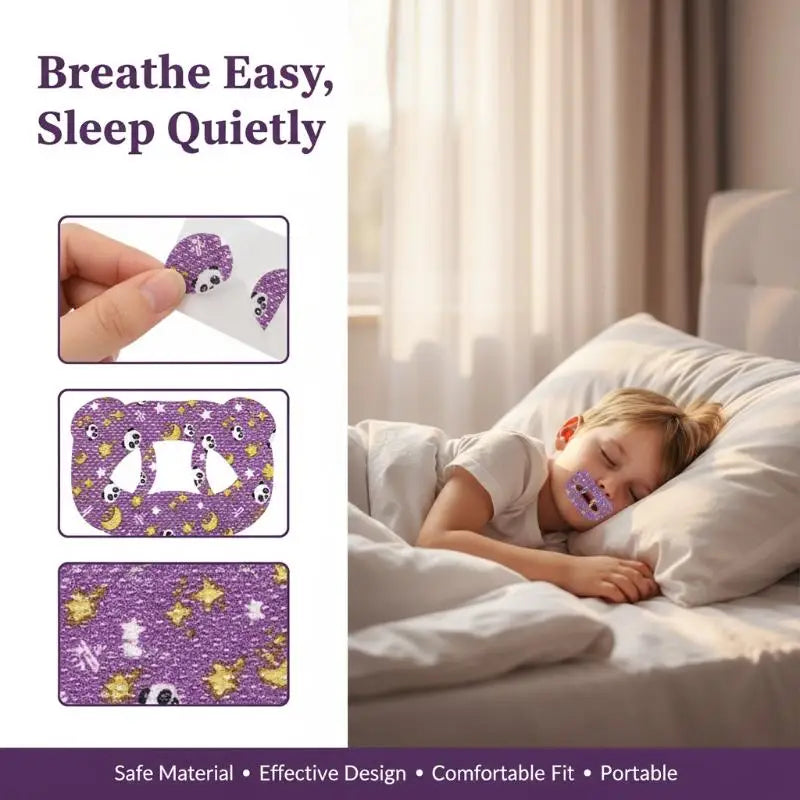 Childrens Anti Snoring Stickers | Cartoon Bear O-Shaped Mouth Patch for Sleep