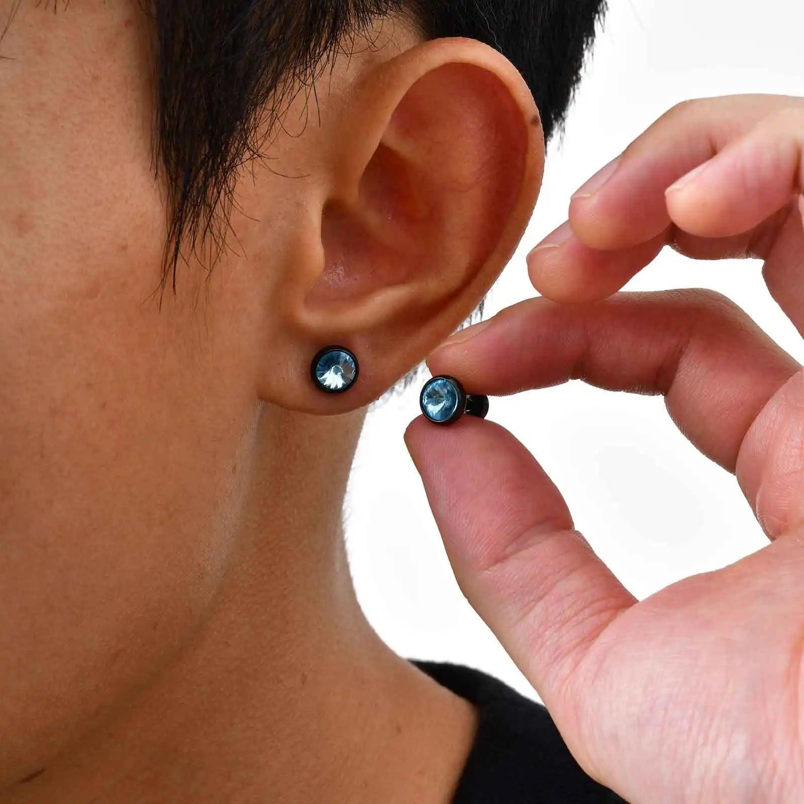 Stainless Steel Men’s Earrings | 8mm Multi-Faceted Screw Back Stud