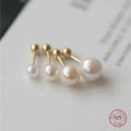 925 Sterling Silver Geometry Pearl Stud Earrings | Fine Jewelry for Women