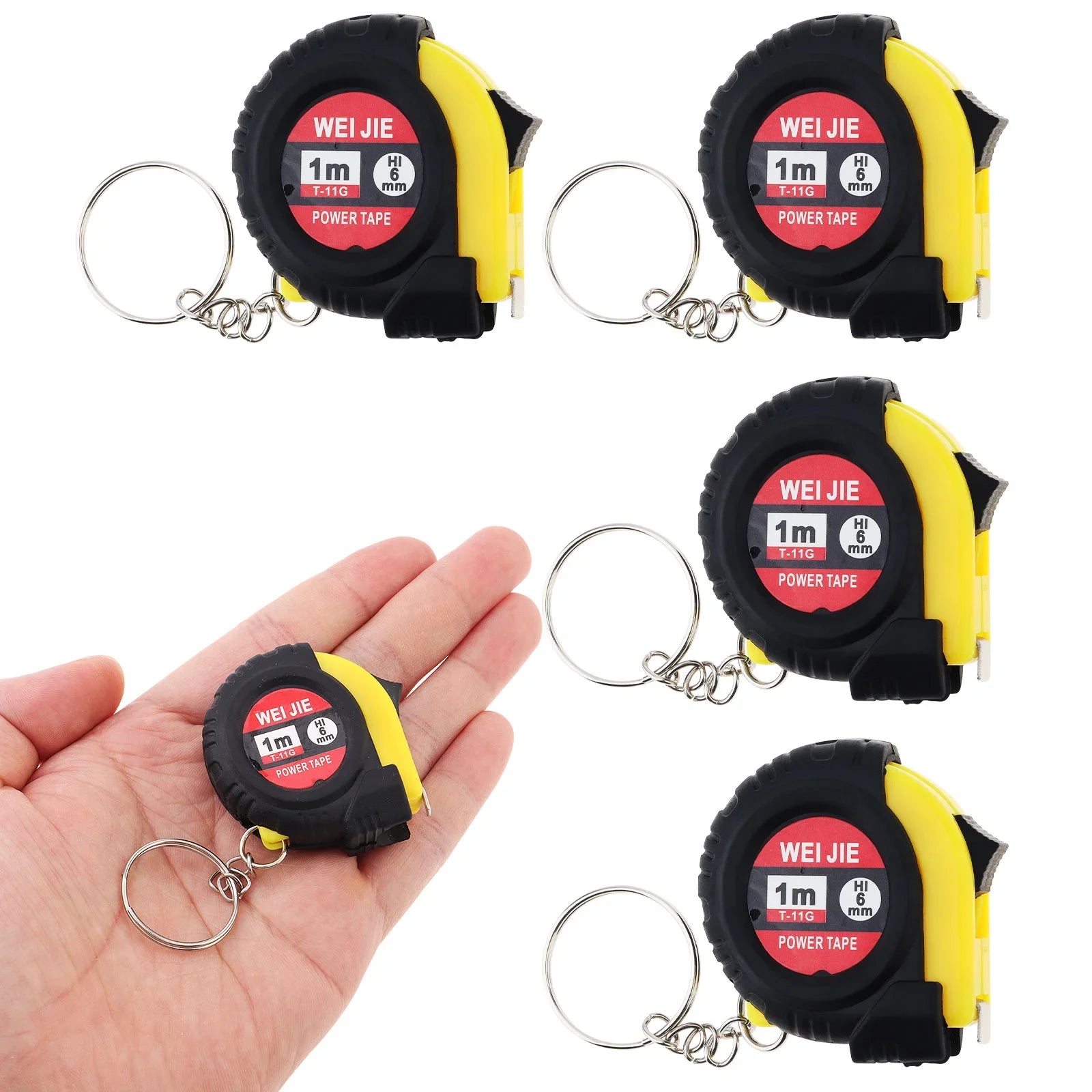 1pc/5pcs 3ft / 1m Green/Yellow Keychain Tape Measure for Quick Easy Measurements with Metric and Inch Scales, Mini Measuring Tape