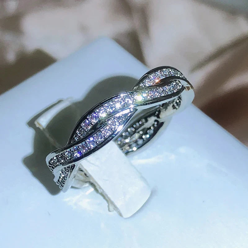 Twisted Zirconia Cocktail Ring | 925 Sterling Silver Fashion Jewelry