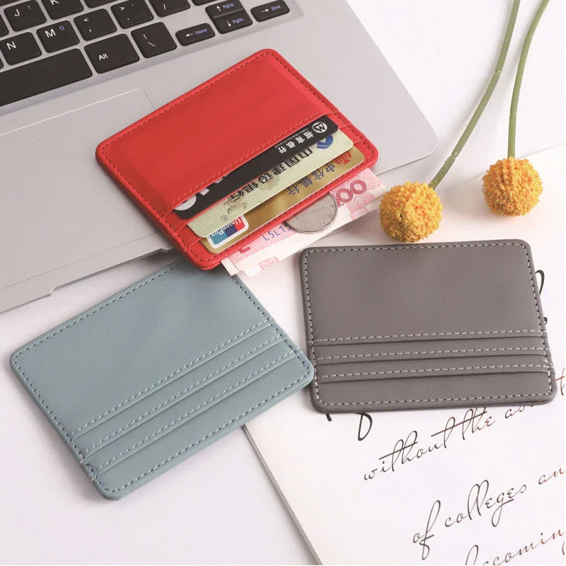 1Pc Pu Leather ID Card Holder | Slim Candy Color Credit Card Box