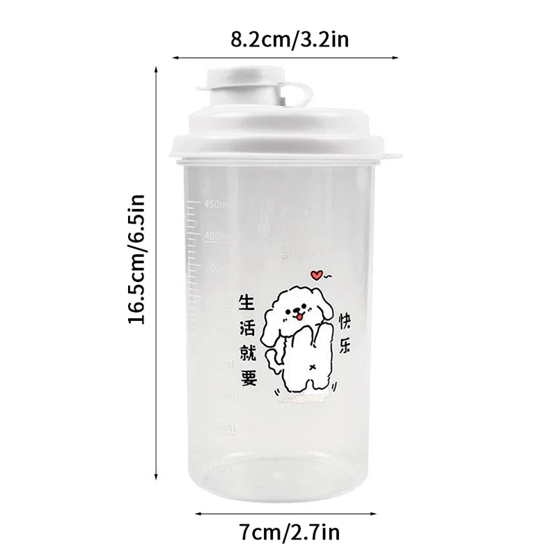 Cartoon Espresso Coffee Cup with Lid | Graduated Plastic Cappuccino Latte Mug for Home Barista