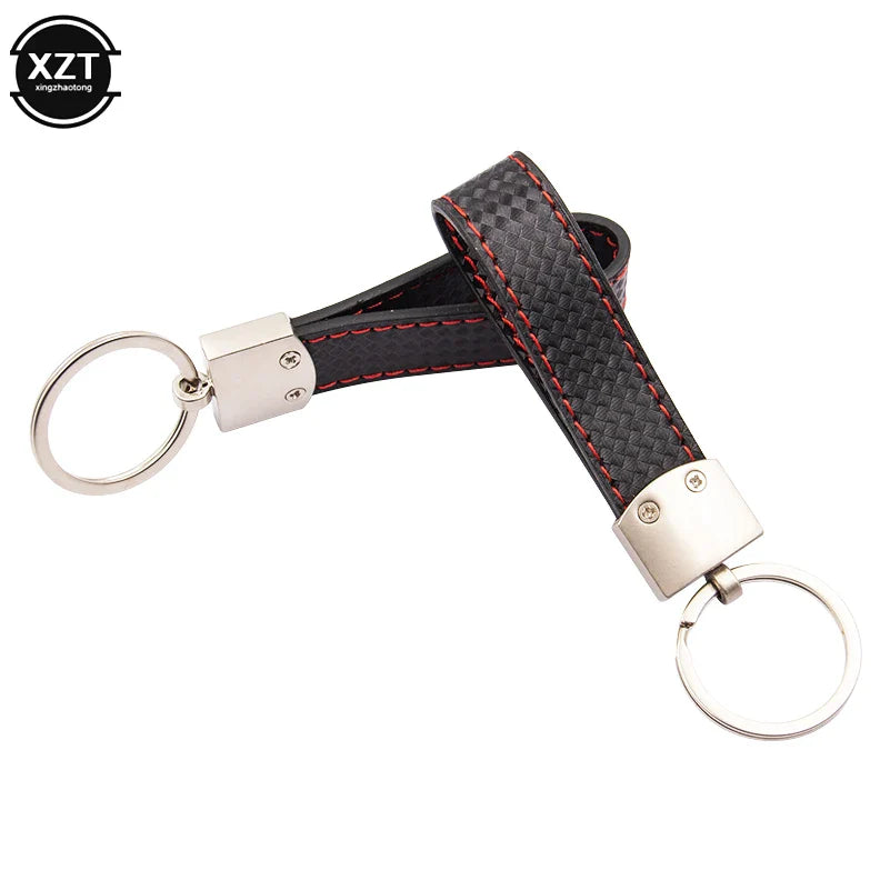 Fashion Black-Red Leather Car Keychain Key Ring | 3-Color Sports Keychain Pendant for Enthusiasts