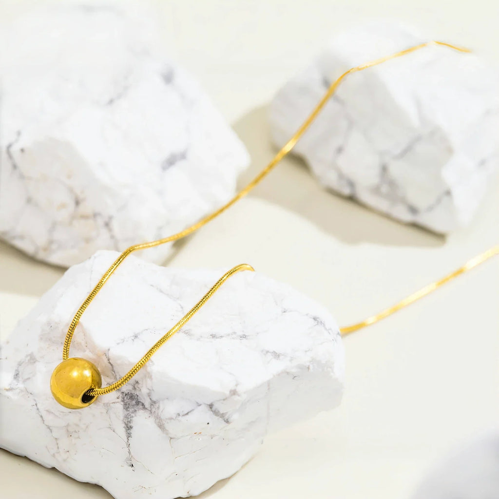 Minimalism Stainless Steel Round Bead Necklace | Handmade Chain Collar Jewelry for Women