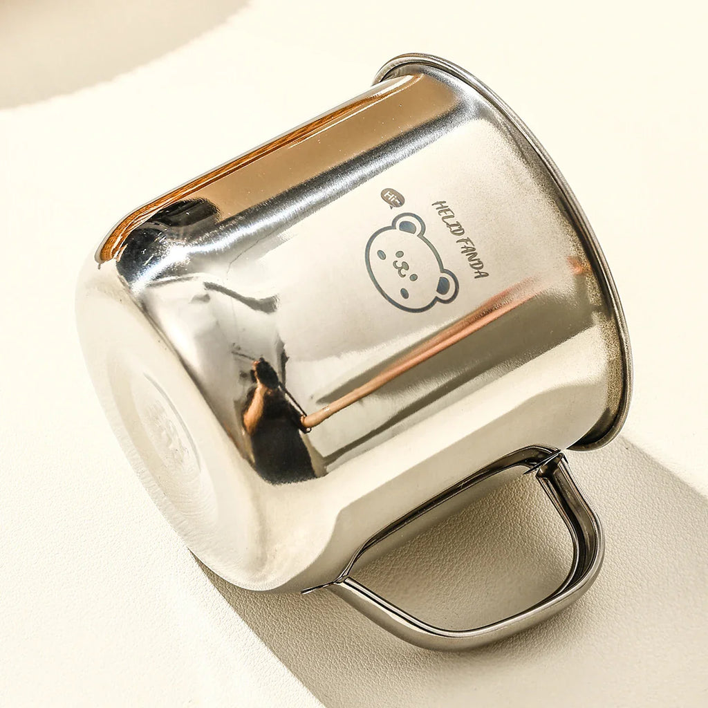 Stainless Steel Kids Water Cup with Handle | 300ml Anti-Scald Mini Mug