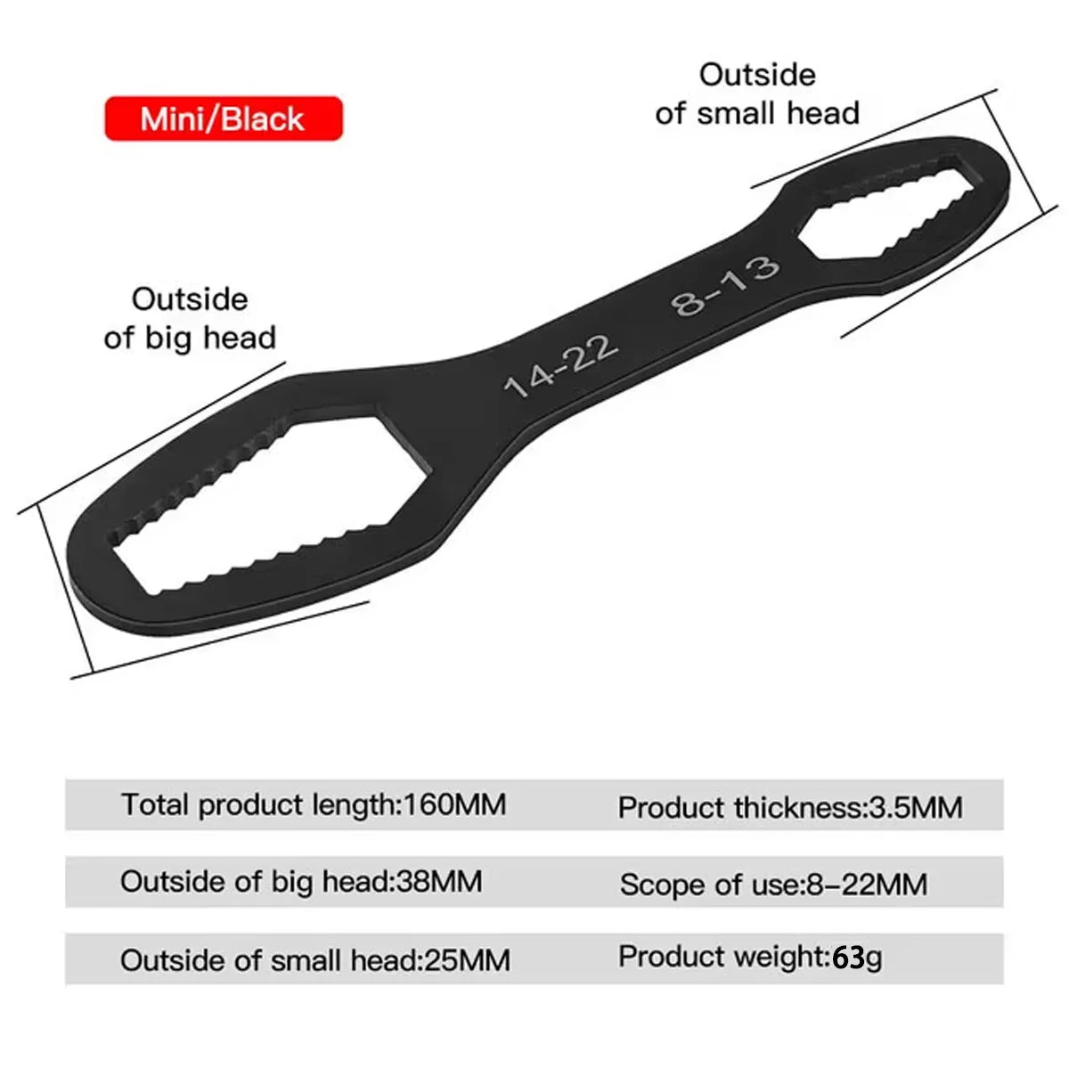Adjustable Self-Tightening Double Head Wrench | Multi-Functional Tool for Cars, Bicycles, and Homes
