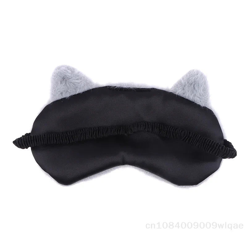 Solid Color Plush Sleep Mask for Naps | 3D Cute Blackout Eye Cover with Adjustable Strap