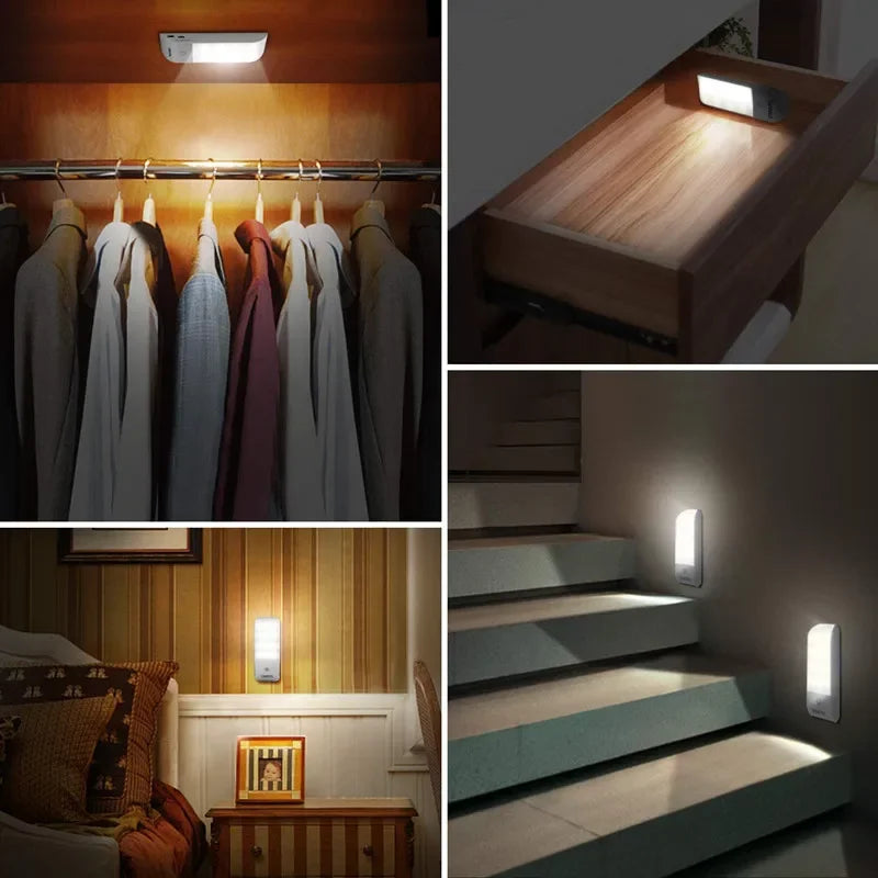 Motion Sensor LED Night Light | Rechargeable Cabinet Lamp with Human Body Induction for Kitchen, Wardrobe, and Stairs