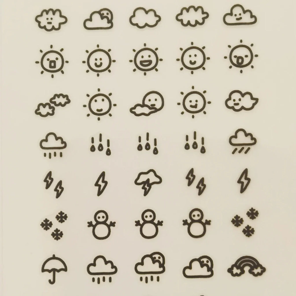 Sunshine Rain Weather Mini Sticker Set | Korean Import Scrapbooking and Journaling Stickers