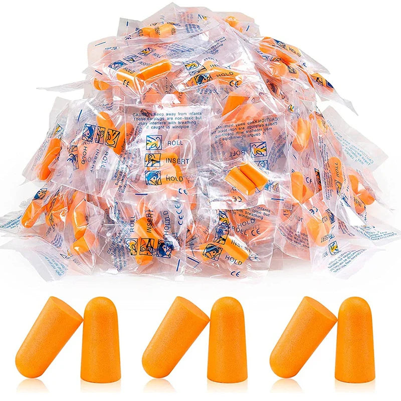 10 Pairs Soft Orange Foam Ear Plugs | Tapered Noise Reduction for Sleep and Travel