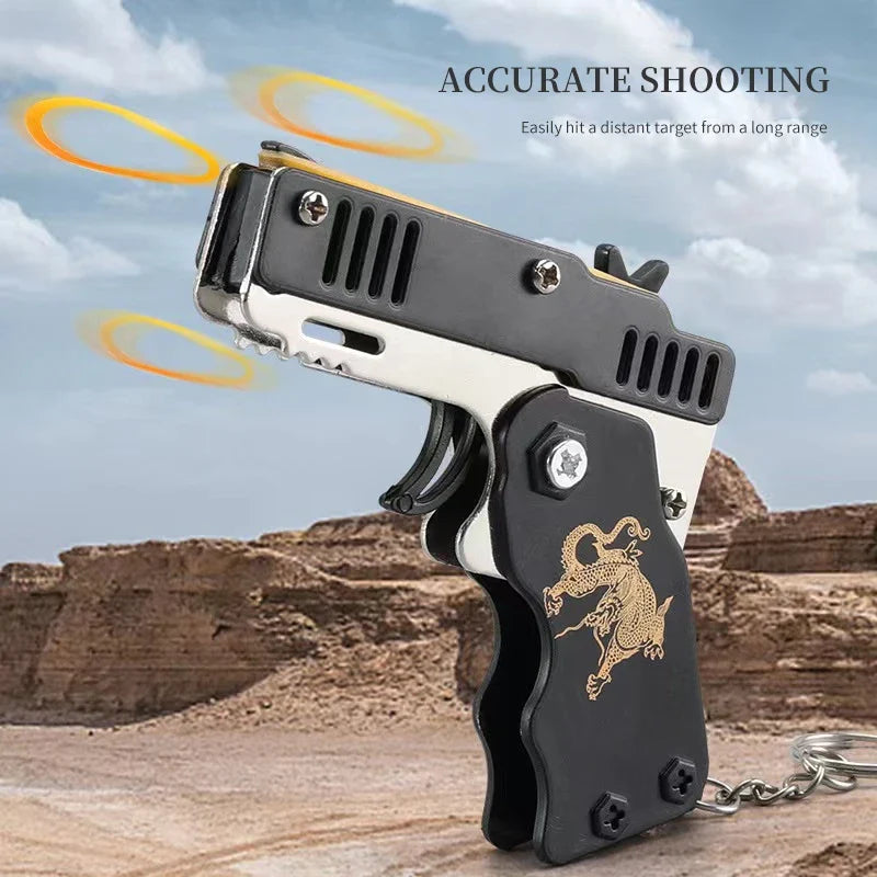 Folding Rubber Band Toy Gun | Elastic Pistol for Kids Outdoor Play