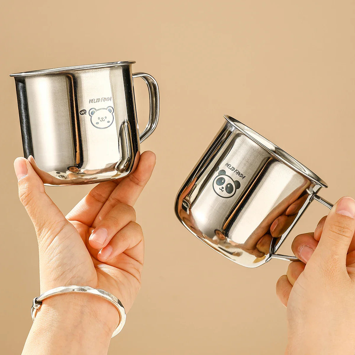 Stainless Steel Kids Water Cup with Handle | 300ml Anti-Scald Mini Mug