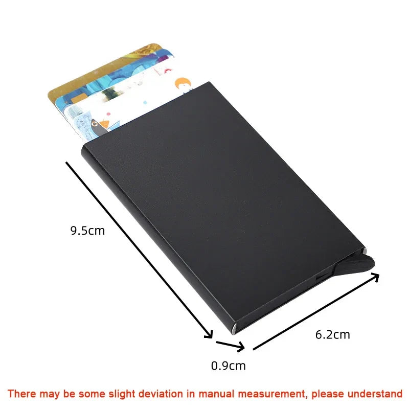 Minimalist RFID Blocking Wallet | Metal Pop Up Card Holder for Men and Women