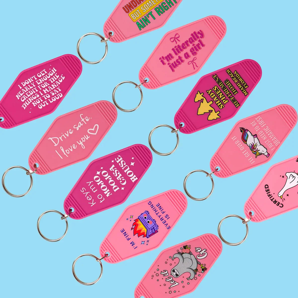 Plastic Key Chain for Keys | Pink Rhombic Key Tag Gift