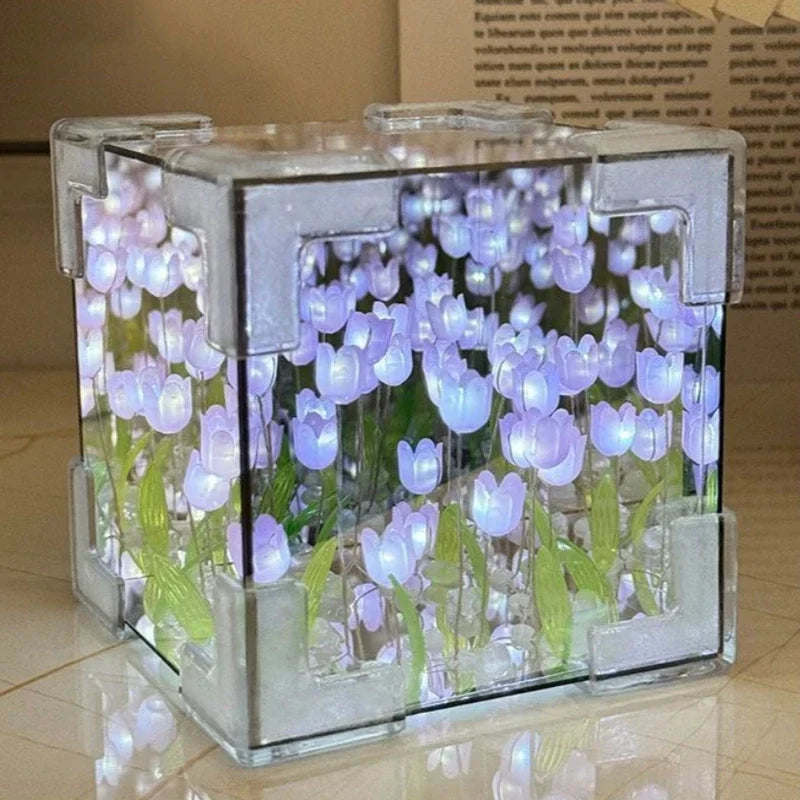 DIY Tulip Mirror Cube Lamp | Handmade Craft Night Light for Bedroom