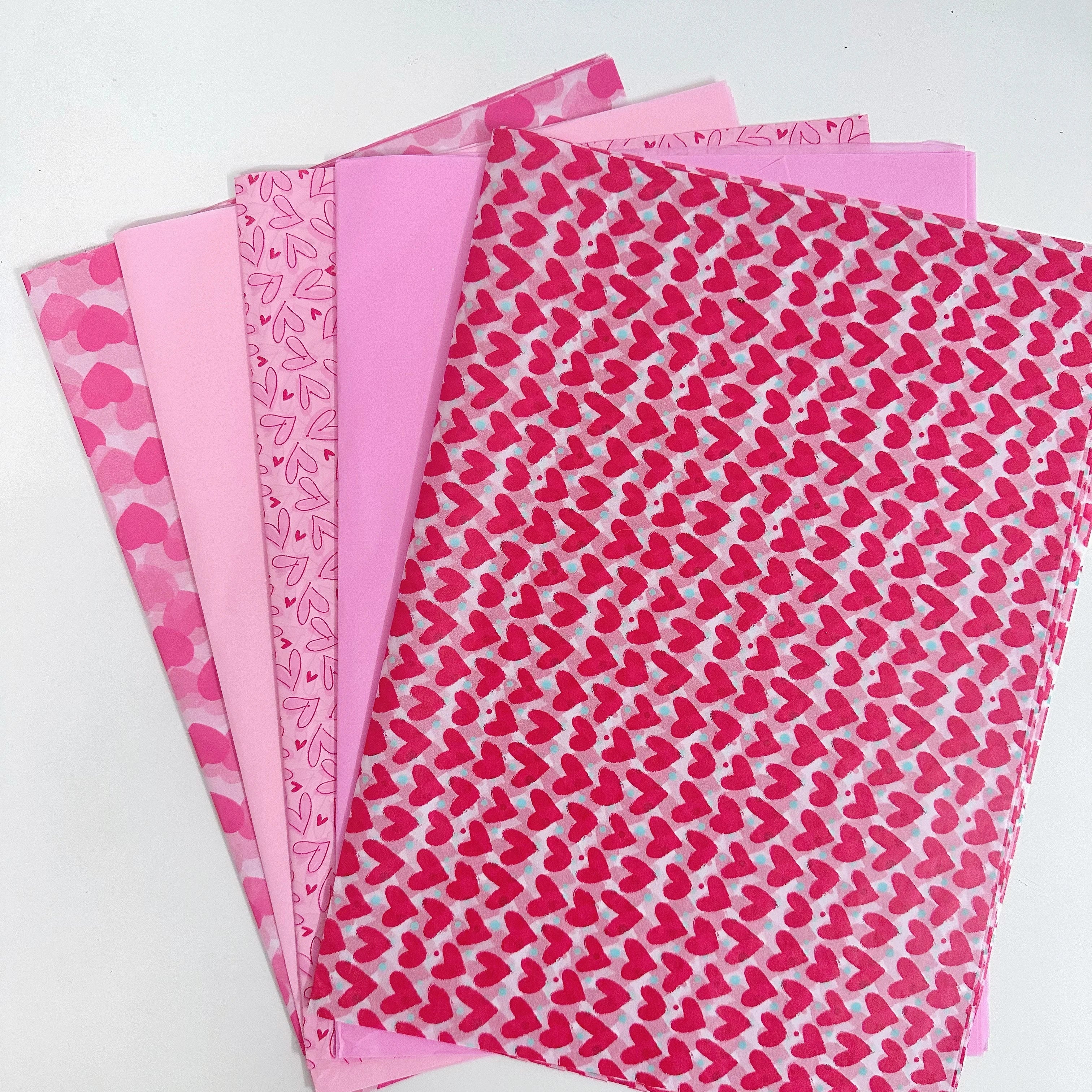 30 Red Heart Snowflake Gift Wrap Sheets | Wedding Valentine Birthday Packaging Paper