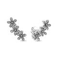 Double Hoop Swallow Sunflower Stud Earrings | 925 Sterling Silver Fine Jewelry Gift for Women