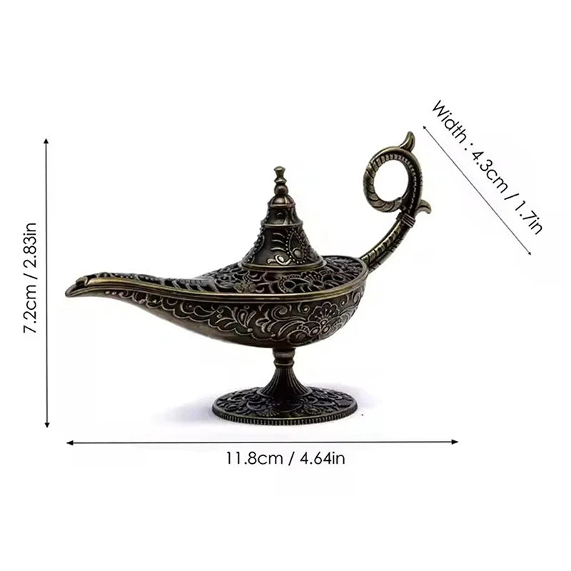 Antique Style Metal Incense Burner | Aladdin Lamp Candle Holder for Home Decor