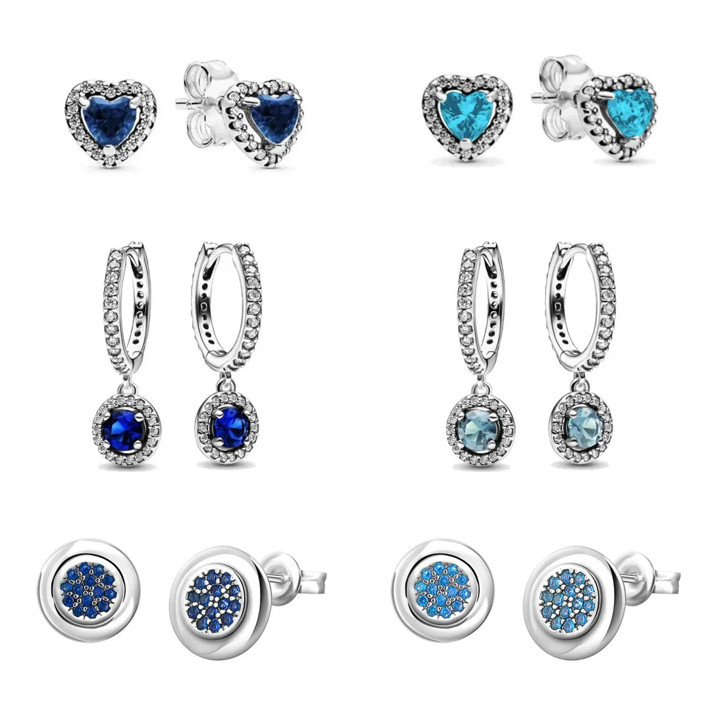 925 Sterling Silver Heart Shaped Zircon Earrings | Charming Girls Jewelry Gift