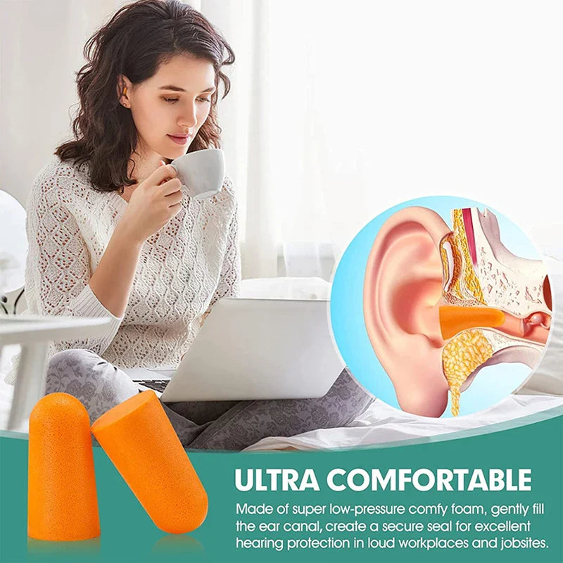 20 Pairs Soft Foam Ear Plugs | Noise Reduction for Sleep and Travel