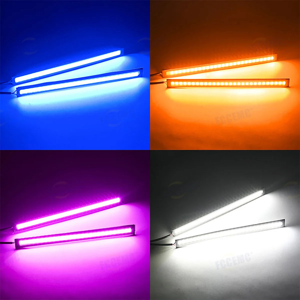 2pcs Ultra Thin Bright LED Car COB Daytime Running Lights | 12V Waterproof Night Lighting Decorative Ambient Lamp Bar