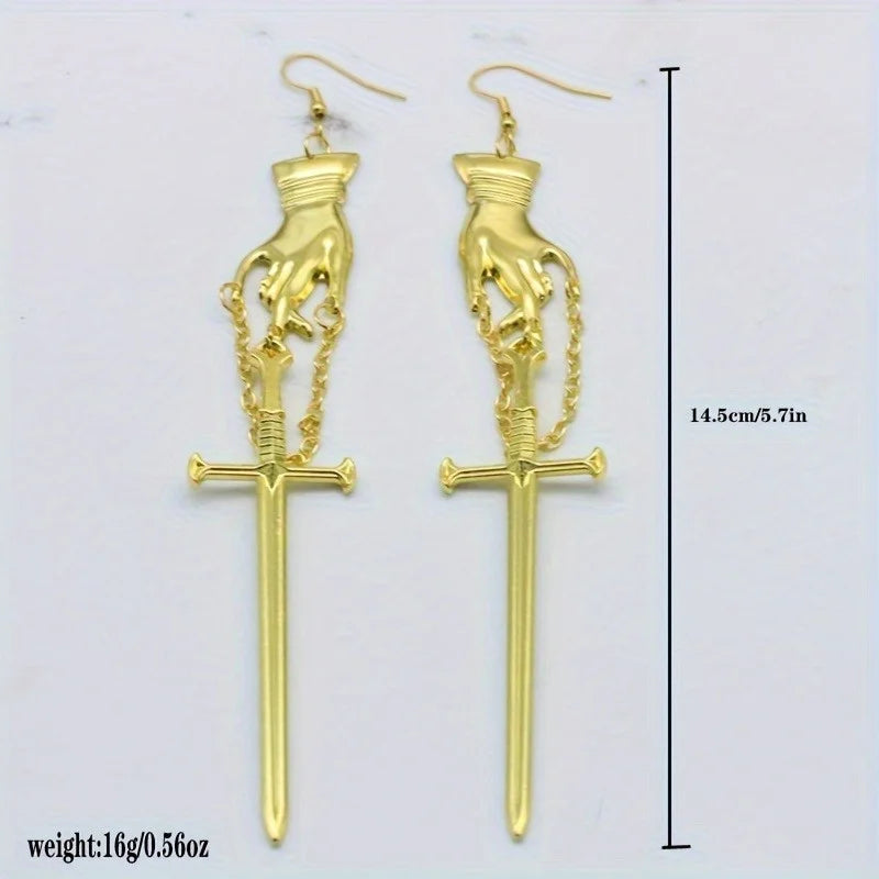 Sword Earrings for Women | Gothic Punk Drop Earrings
